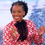 Amber Ruffin’s red checkerboard print blouse on The View