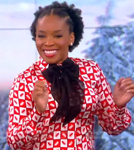 Amber Ruffin’s red checkerboard print blouse on The View