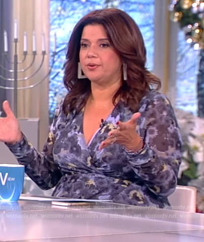 Ana’s blue floral print wrap dress on The View