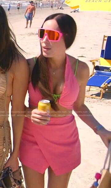 Angie's pink halter neck top and mini skirt on The Real Housewives of Salt Lake City