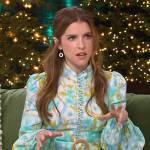Anna Kendrick’s blue floral belted mini dress on The Kelly Clarkson Show