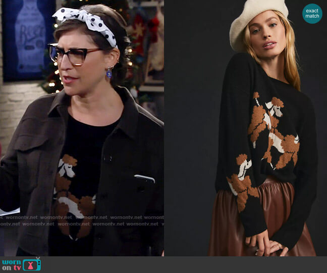 Maeve at Anthropologie Cashmere Intarsia Sweater in Black worn by Kat Silver (Mayim Bialik) on Call Me Kat