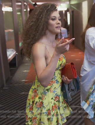 Ashley’s yellow floral print mini dress on The Real Housewives of Potomac