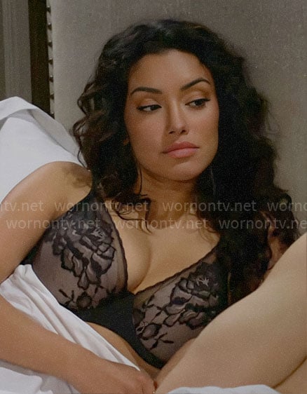 Audra’s black lace bra on The Young and the Restless