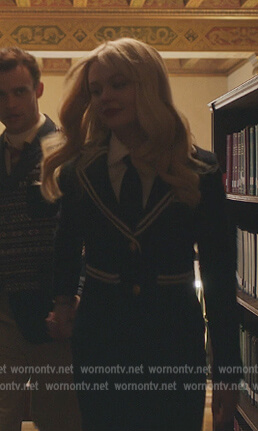 Audrey's navy contrast trim jacket on Gossip Girl