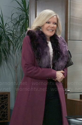 Ava's purple fur collar coat on General Hospital