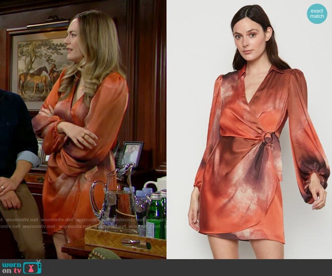 Bailey 44 Saida Wrap Dress in Vibrant worn by Hope Logan (Annika Noelle) on The Bold and the Beautiful