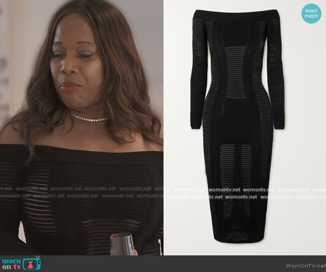 Balmain Black Viscose Midi Dress worn by Charrisse Jackson on The Real Housewives of Potomac