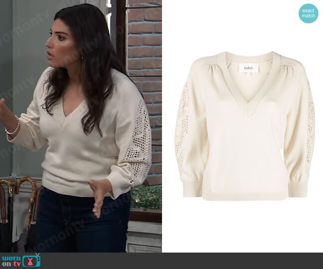 ba&sh Jaden Sweater worn by Brook Lynn Quartermaine (Amanda Setton) on General Hospital