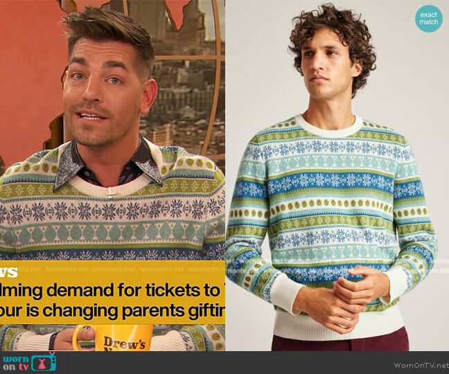 Bonobos Limited Edition Sweater in Martini Fair Isle worn by Matt Roger on The Drew Barrymore Show