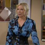 Brooke’s blue and black floral shirtdress on The Bold and the Beautiful