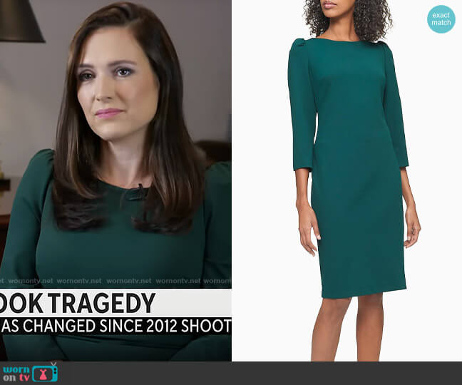 Calvin Klein 3/4 Sleeve Sheath Dress worn by Nikki Battiste on CBS Mornings