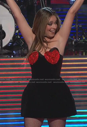 Camila's black heart embellished dress on The Voice