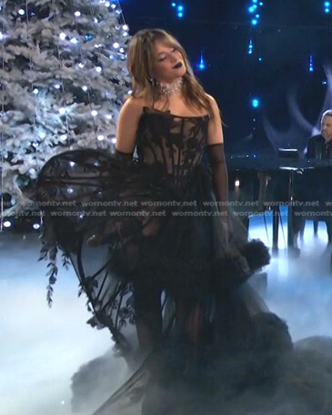 Camila’s black mesh corset dress on The Voice