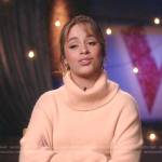 Camila’s orange oversized turtleneck sweater on the Voice