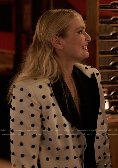 Camille’s white studded jacket on Emily in Paris
