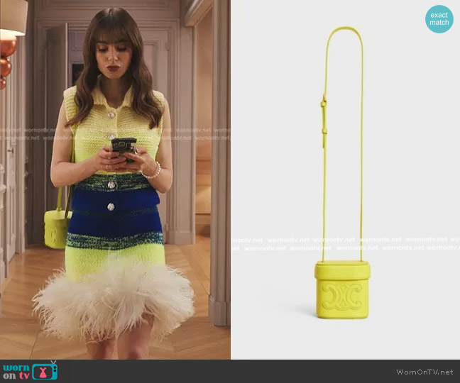 Celine Small Box Cuir Triomphe worn by Emily Cooper (Lily Collins) on Emily in Paris