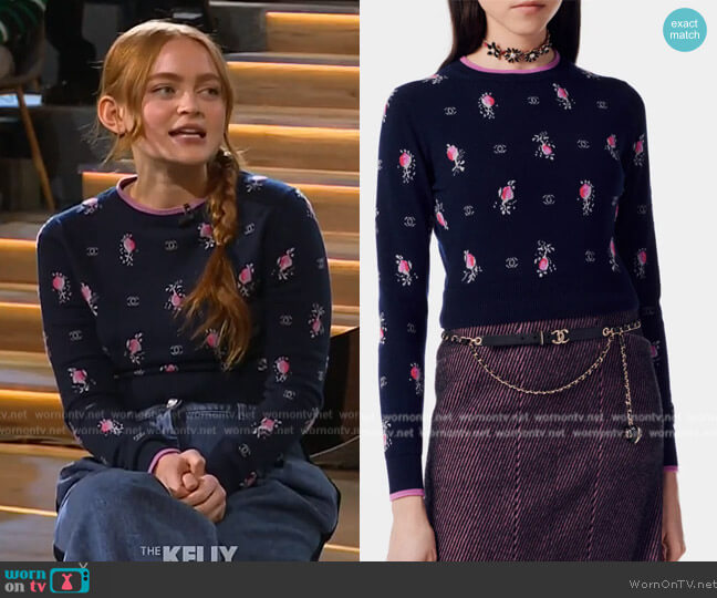Chanel Cashmere Pullover worn by Sadie Sink on The Kelly Clarkson Show