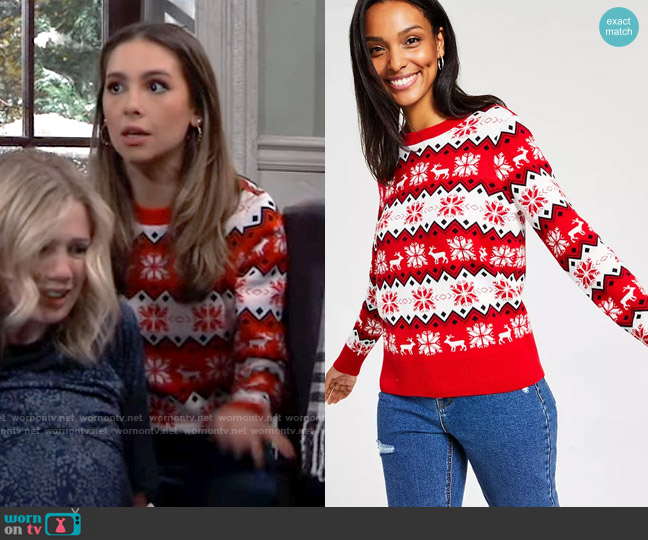 Charter Club Nordic Fair Isle Family Holiday Sweater worn by Molly Lansing-Davis (Haley Pullos) on General Hospital