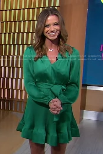 Cheryl Scott’s green tie waist dress on Good Morning America