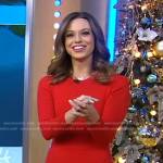 Cheryl Scott’s red long sleeve dress on Good Morning America