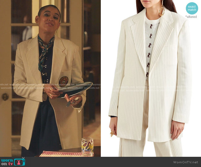 Chloe Pinstriped Canvas Blazer worn by Julien Calloway (Jordan Alexander) on Gossip Girl