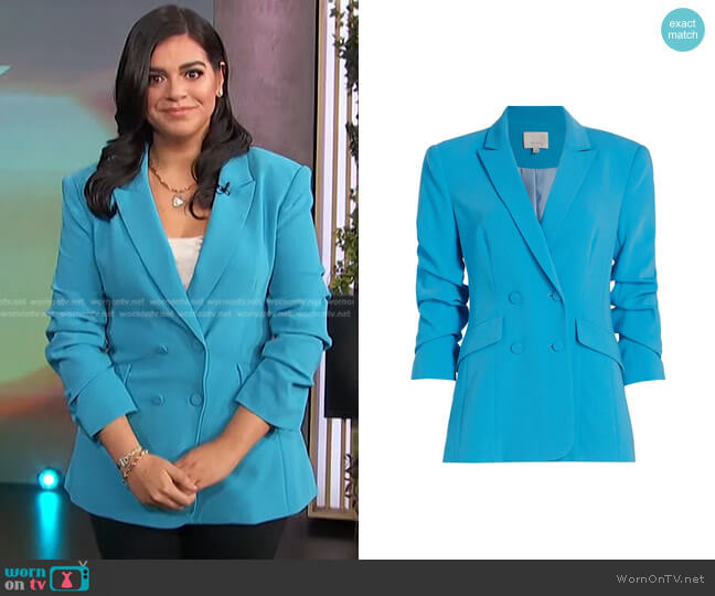 Cinq a Sept Kris Blazer in Atomic Blue worn by Mayan Lopez on Access Hollywood