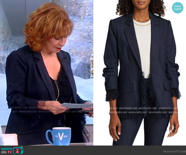 Cinq a Sept Roxie Denim & Lace Blazer worn by Joy Behar on The View