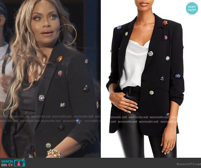 Cinq a Sept Ditsy Khloe Embellished Blazer worn by Gizelle Bryant on The Real Housewives of Potomac