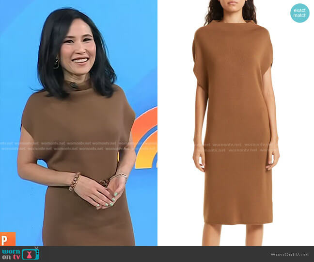 Club Monaco Ribbed Funnel Neck Wool Blend Sweater Dress worn by Vicky Nguyen on Today
