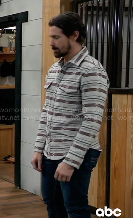 Cody’s blanket stripe print shirt on General Hospital