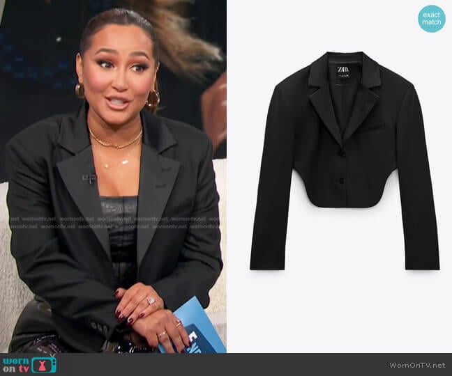 Zara Crop Blazer with Lapels worn by Adrienne Houghton on E! News