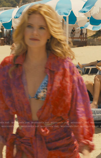 Daphne’s red tie dye beach coverup shirt and skirt set on The White Lotus