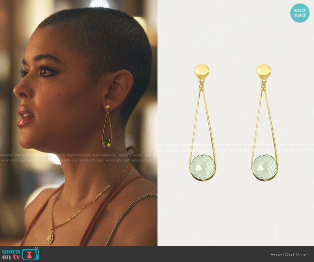 Dean Davidson Mini Ipanema Earrings in Green Amethyst worn by Julien Calloway (Jordan Alexander) on Gossip Girl