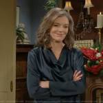 Diane’s dark green cowl neck blouse on The Young and the Restless