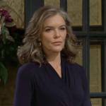Diane’s navy wrap dress on The Young and the Restless
