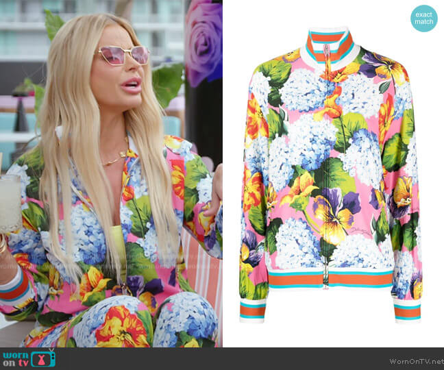 Dolce and Gabbana Floral-print bomber jacket worn by Alexia Echevarria (Alexia Echevarria) on The Real Housewives of Miami