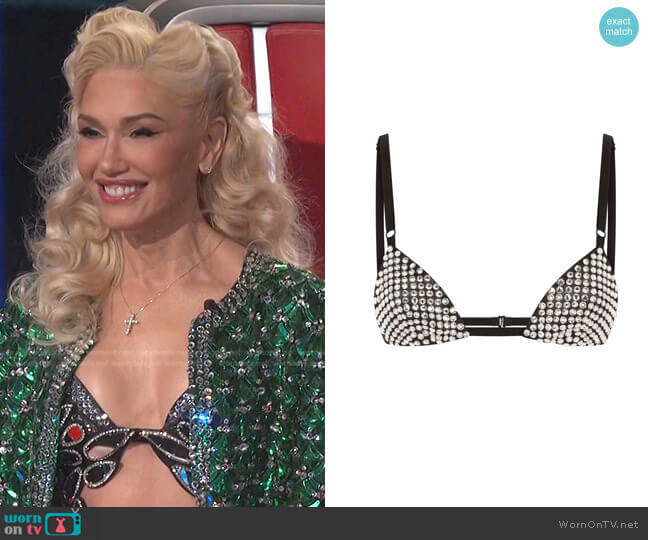 Dolce & Gabbana Crystal-Embellished Bralette worn by Gwen Stefani on The Voice