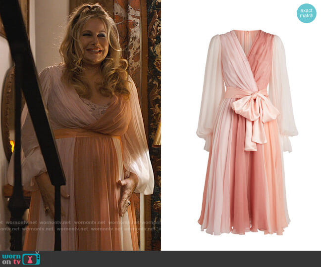 Dolce & Gabbana Tulle Pleated Wrap Dress worn by Tanya McQuoid (Jennifer Coolidge) on The White Lotus