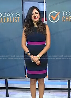 Dr. Sue Varma’s navy colorblock dress on Today
