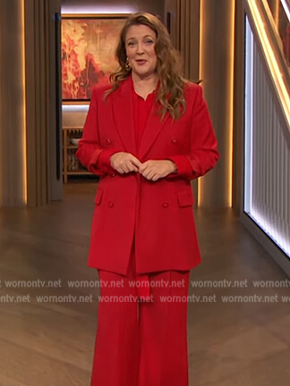 Drew’s red double breasted blazer on The Drew Barrymore Show