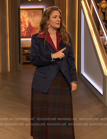 Drew’s plaid skirt on The Drew Barrymore Show