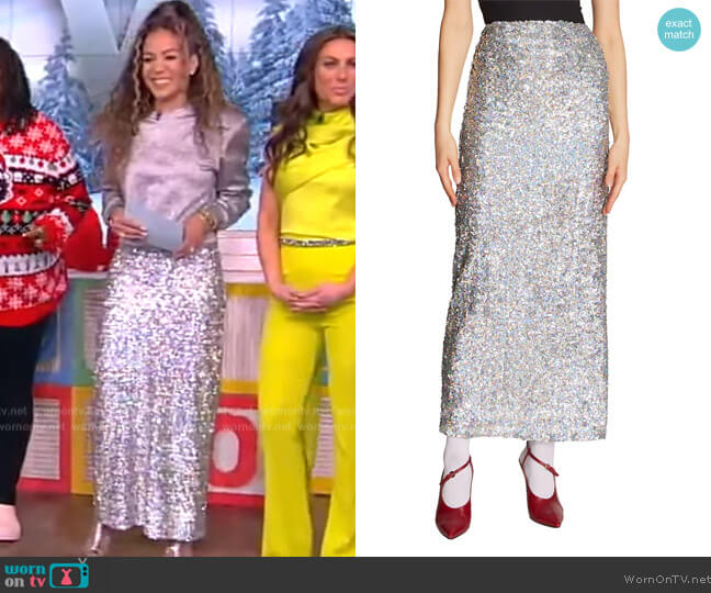 Dries Van Noten Stan Sequined Maxi Skirt worn by Sunny Hostin on The View
