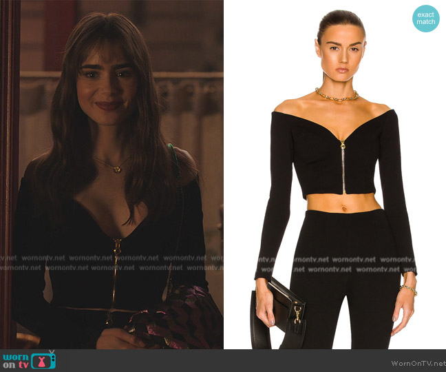 Dundas Harper Top worn by Emily Cooper (Lily Collins) on Emily in Paris