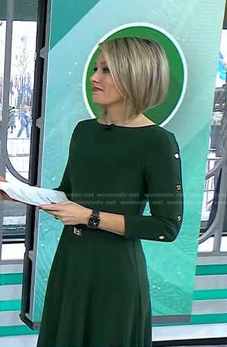 Dylan’s green button embellished sleeve dress on Today