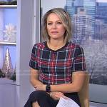 Dylan’s black plaid top and pleated skirt on Today