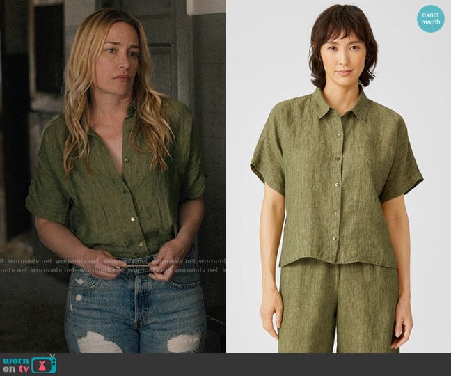 WornOnTV: Summer's green linen button down top on Yellowstone