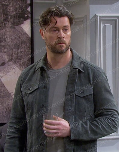 EJ DiMera’s grey suede jacket on Days of our Lives