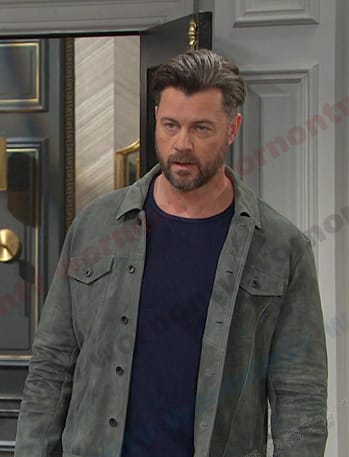 EJ DiMera’s grey suede jacket on Days of our Lives