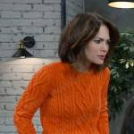 Elizabeth’s orange cable-knit sweater on General Hospital